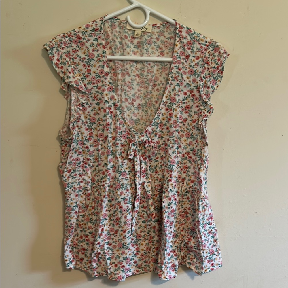 Kingston Pink and Brown Ruffled Tie Front Blouse